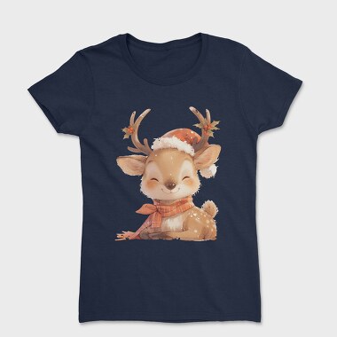 Watercolor Reindeer Santa, Tricou Femei