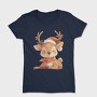 Watercolor Reindeer Santa, Tricou Femei