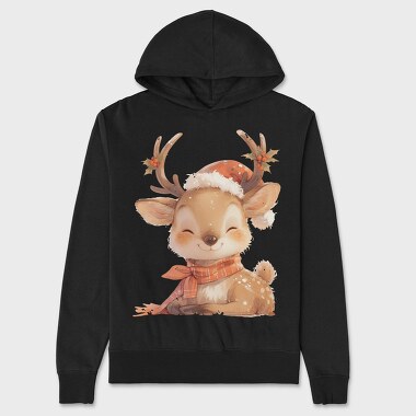 Watercolor Reindeer Santa, Hanorac Oversize Barbati (Unisex)