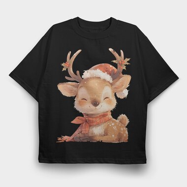 Watercolor Reindeer Santa, Tricou Oversize Barbati (Unisex)