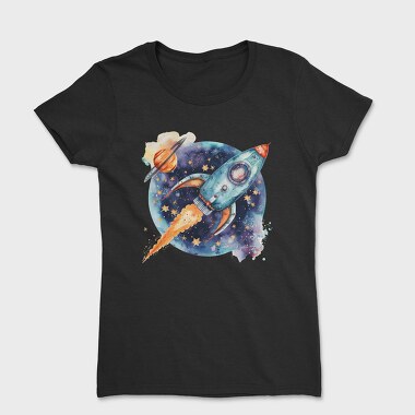 Watercolor Rocket Space, Tricou Femei