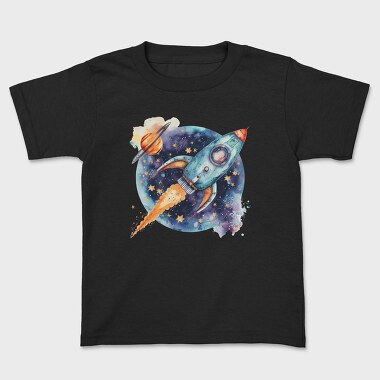 Watercolor Rocket Space, Tricou Copii