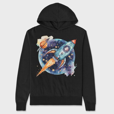 Watercolor Rocket Space, Hanorac Oversize Barbati (Unisex)