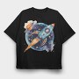 Watercolor Rocket Space, Tricou Oversize Barbati (Unisex)