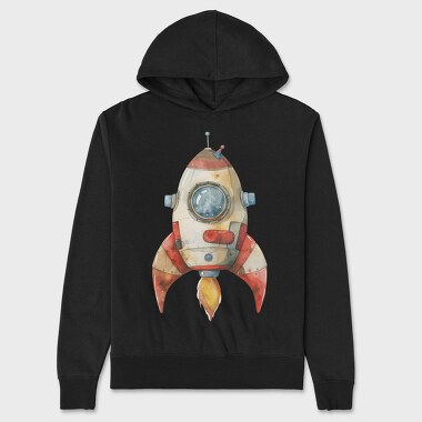 Watercolor Rocketship, Hanorac Oversize Barbati (Unisex)