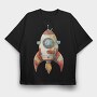 Watercolor Rocketship, Tricou Oversize Barbati (Unisex)