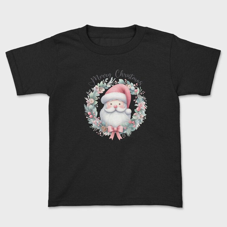 Watercolor Santa Wreath, Tricou Copii