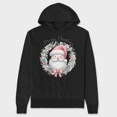 Watercolor Santa Wreath, Hanorac Oversize Barbati (Unisex)