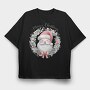 Watercolor Santa Wreath, Tricou Oversize Barbati (Unisex)