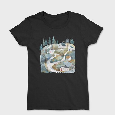Watercolor Scandinavian Cottage, Tricou Femei