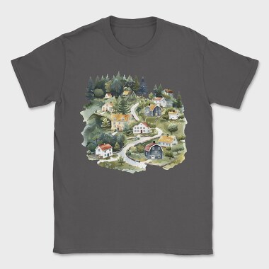 Watercolor Scandinavian Houses, Tricou Barbati (Unisex)