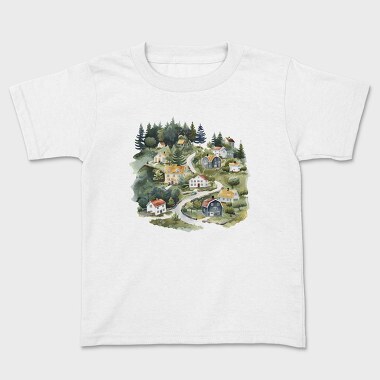 Watercolor Scandinavian Houses, Tricou Copii