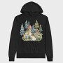 Watercolor Scandinavian Village, Hanorac Oversize Barbati (Unisex)