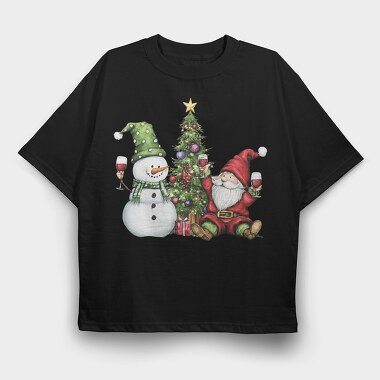 Watercolor Snowman Christmas, Tricou Oversize Barbati (Unisex)
