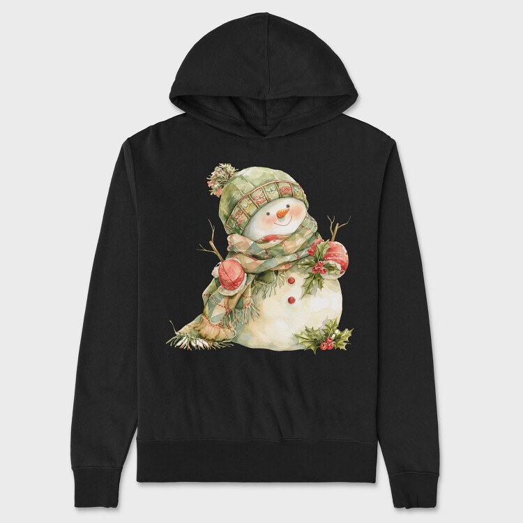 Watercolor Snowman Holly, Hanorac Oversize Barbati (Unisex)