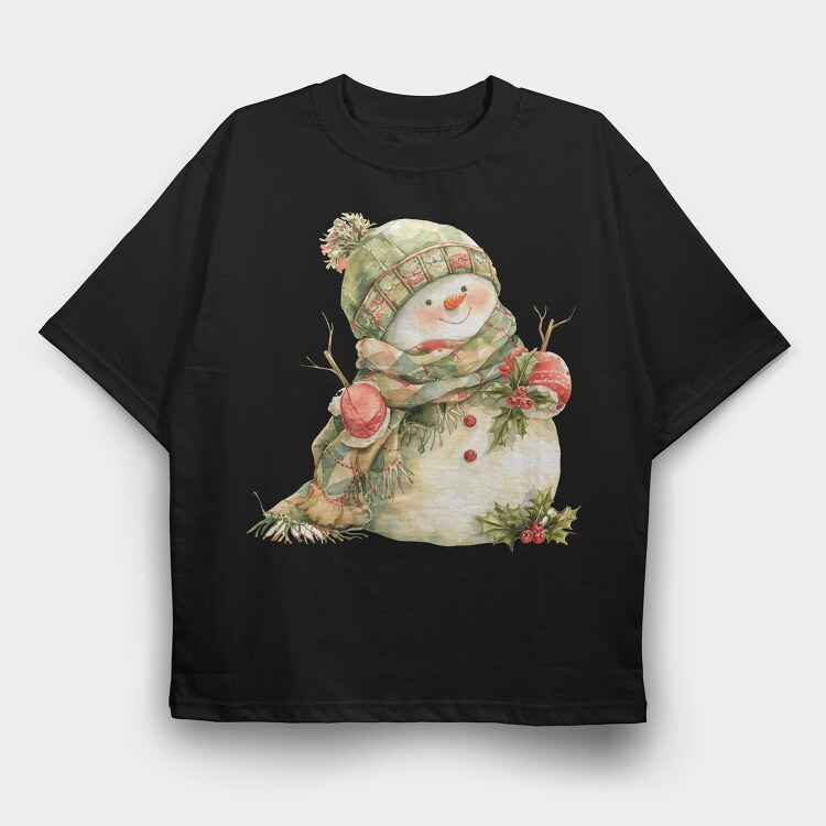 Watercolor Snowman Holly, Tricou Oversize Barbati (Unisex)