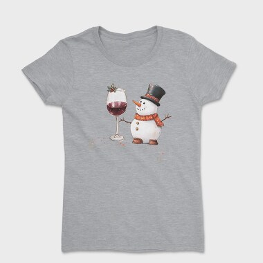 Watercolor Snowman Wine, Tricou Femei