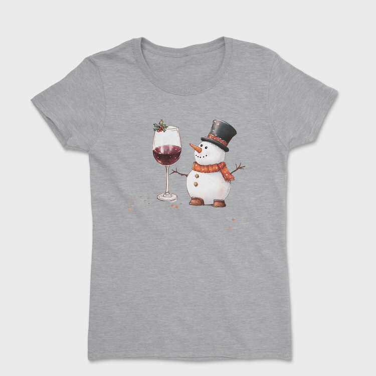 Watercolor Snowman Wine, Tricou Femei