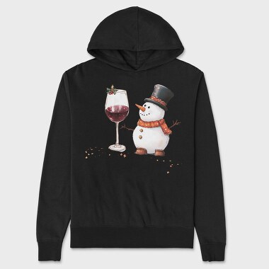 Watercolor Snowman Wine, Hanorac Oversize Barbati (Unisex)