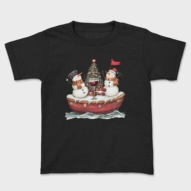 Watercolor Snowmen Wine, Tricou Copii