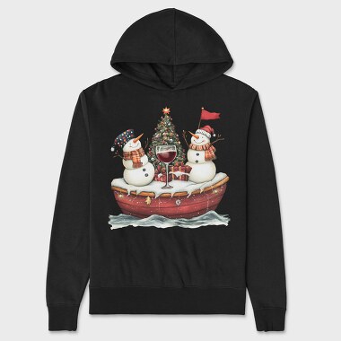 Watercolor Snowmen Wine, Hanorac Oversize Barbati (Unisex)