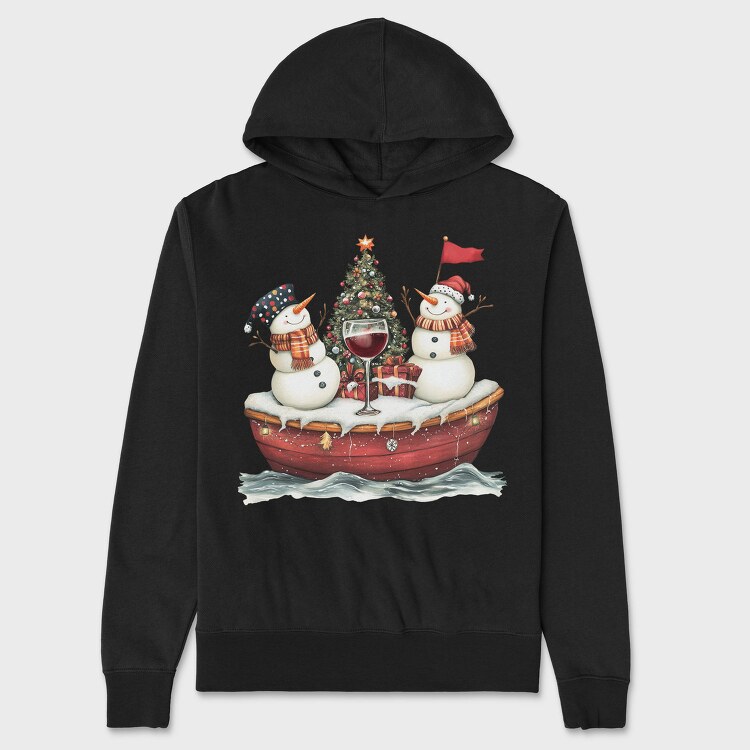 Watercolor Snowmen Wine, Hanorac Oversize Barbati (Unisex)