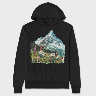 Watercolor Snowy Mountain, Hanorac Oversize Barbati (Unisex)