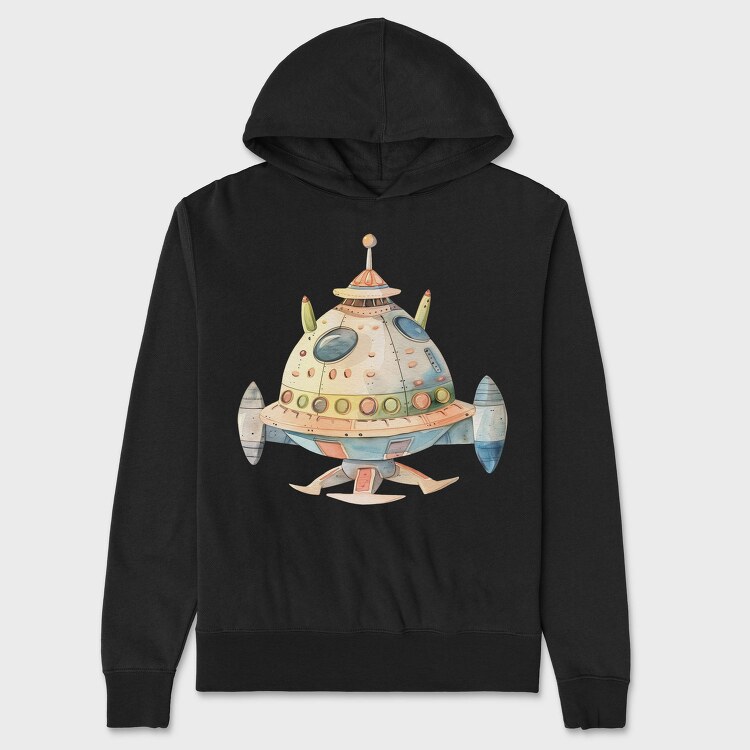 Watercolor Spaceship, Hanorac Oversize Barbati (Unisex)