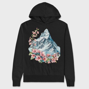 Watercolor Spring Mountain, Hanorac Oversize Barbati (Unisex)