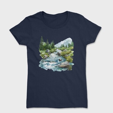 Watercolor Stream Mountain, Tricou Femei