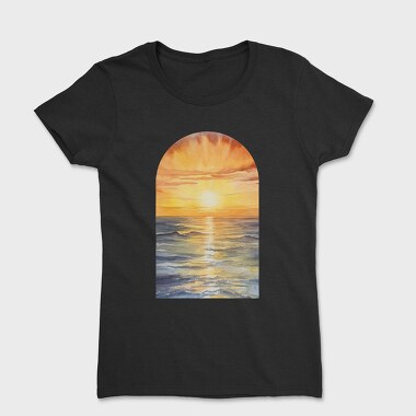 Watercolor Sunset Ocean, Tricou Femei