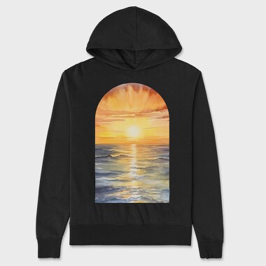 Watercolor Sunset Ocean, Hanorac Oversize Barbati (Unisex)