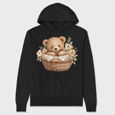 Watercolor Teddy Basket, Hanorac Oversize Barbati (Unisex)