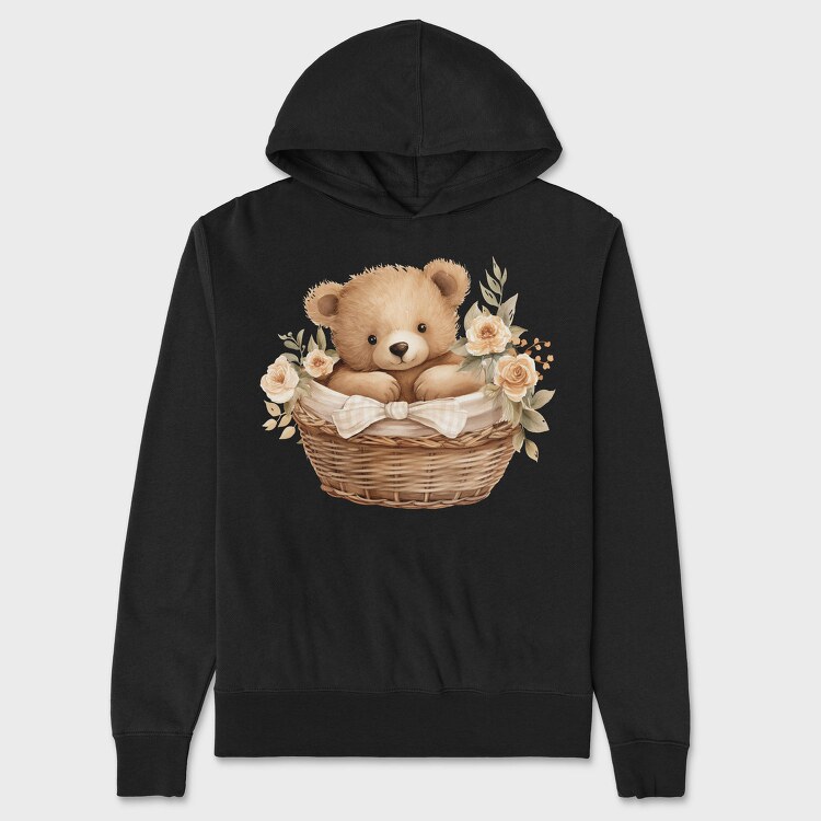 Watercolor Teddy Basket, Hanorac Oversize Barbati (Unisex)