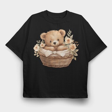 Watercolor Teddy Basket, Tricou Oversize Barbati (Unisex)