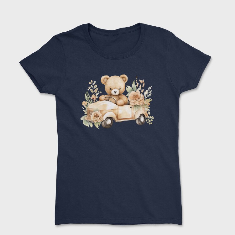 Watercolor Teddy Car, Tricou Femei