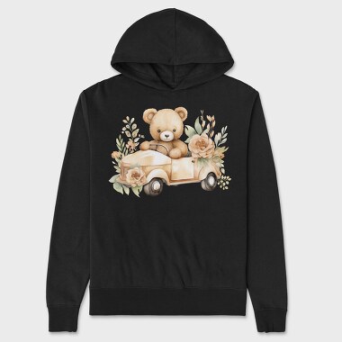 Watercolor Teddy Car, Hanorac Oversize Barbati (Unisex)