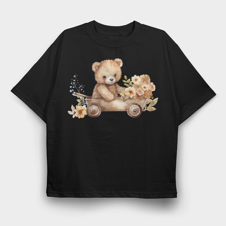 Watercolor Teddy Flower, Tricou Oversize Barbati (Unisex)