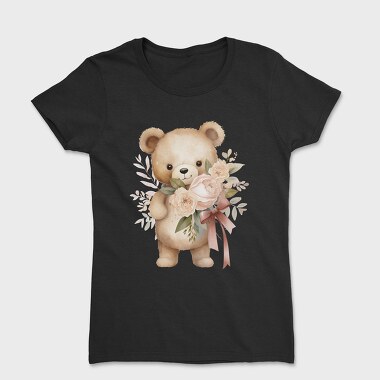 Watercolor Teddy Flowers, Tricou Femei