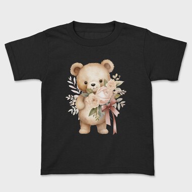 Watercolor Teddy Flowers, Tricou Copii