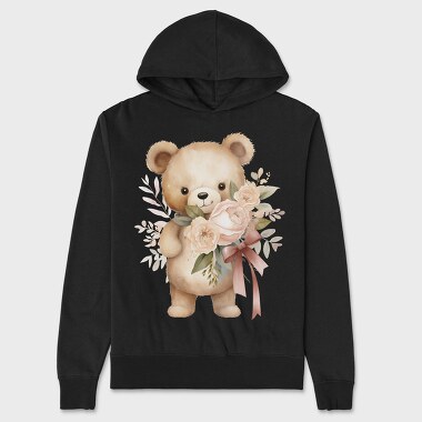 Watercolor Teddy Flowers, Hanorac Oversize Barbati (Unisex)