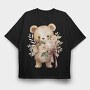 Watercolor Teddy Flowers, Tricou Oversize Barbati (Unisex)