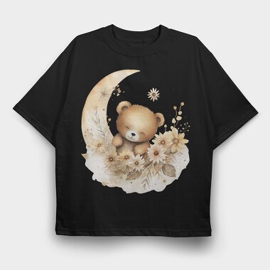Watercolor Teddy Moon, Tricou Oversize Barbati (Unisex)