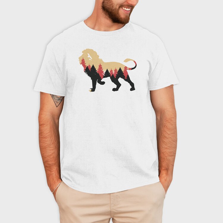 Lion Forest Silhouette, Tricou Barbati (Unisex)