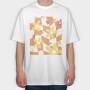 Danish Pastel Floral Checkered, Tricou Oversize Barbati (Unisex)