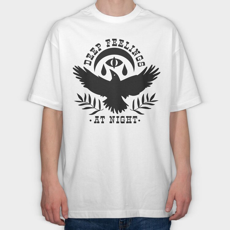 Deep Feelings At Night Crow, Tricou Oversize Barbati (Unisex)