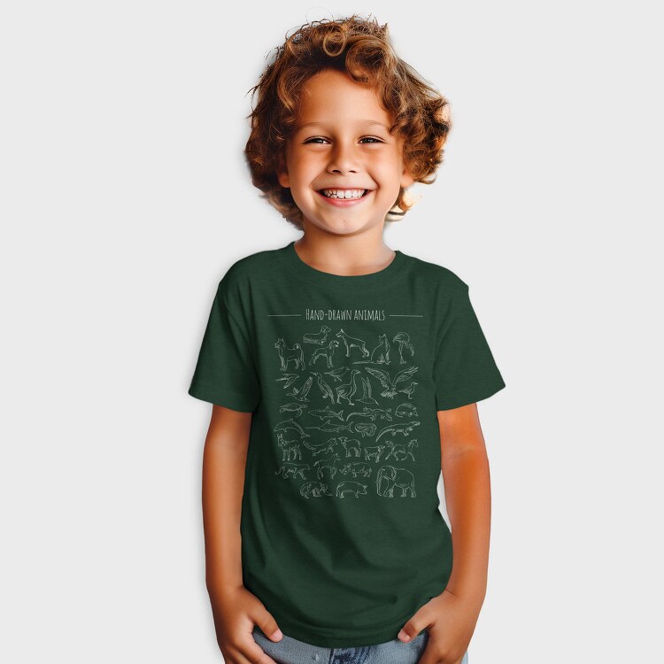 Chalk Hand Drawn Animals Silhouettes, Tricou Copii