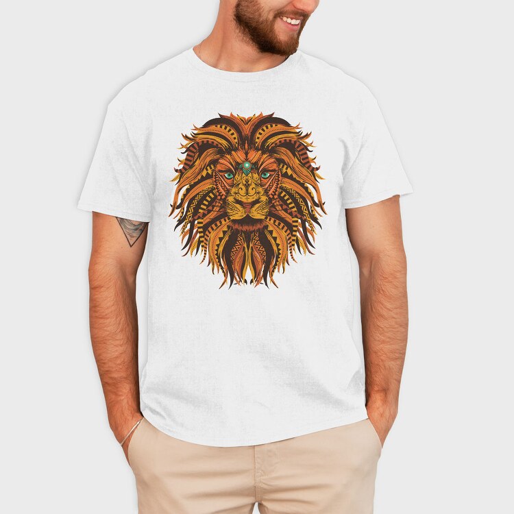 Lion Mandala Illustration Color 001, Tricou Barbati (Unisex)