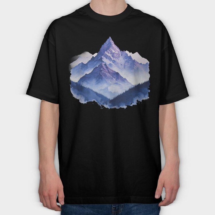 Watercolor Peak Night, Tricou Oversize Barbati (Unisex)