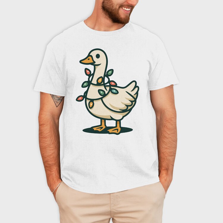 Goose With Christmas Lights Request, Tricou Barbati (Unisex)